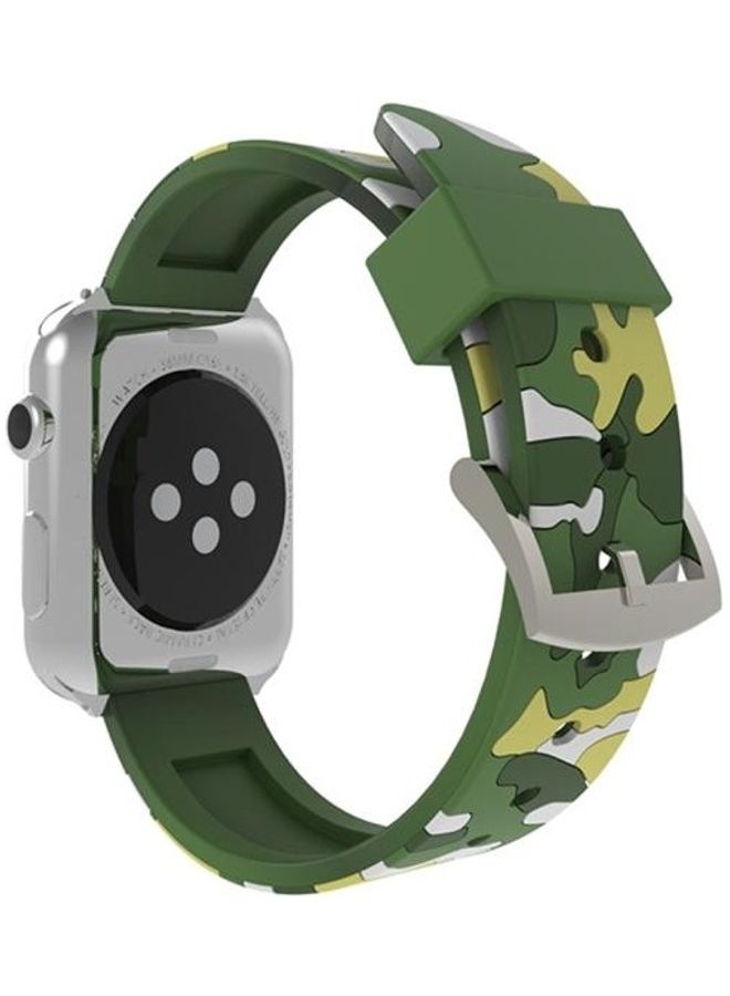 HuHa Fashion Camouflage Pattern Silicone Strap For Apple Watch Series 3/2/1 42mm Green - Image 4