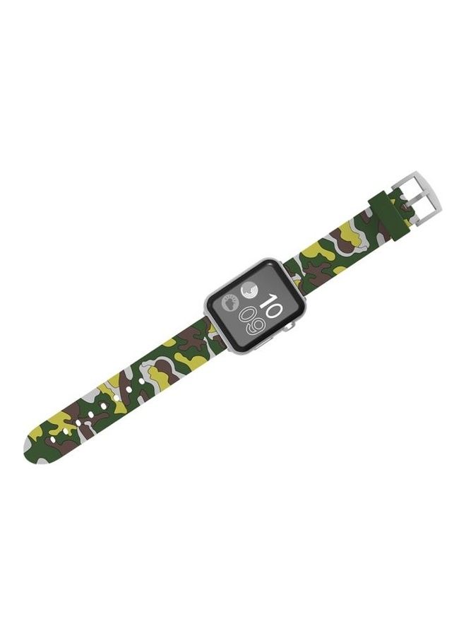 HuHa Fashion Camouflage Pattern Silicone Strap For Apple Watch Series 3/2/1 42mm Green - Image 5