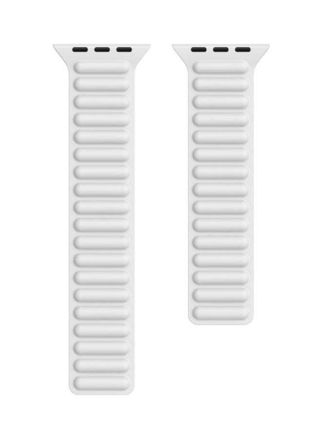 HuHa Magnetic Chain Watchband For Apple Watch Series 7 45mm/6 & SE & 5 & 4 44mm/3 & 2 & 1 42mm White - Image 2