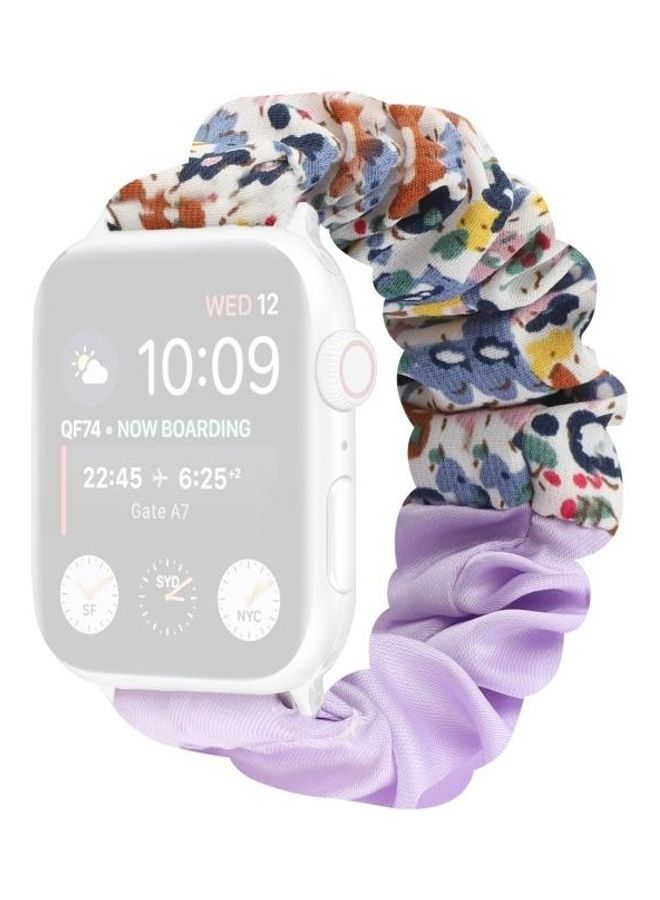 HuHa Butterfly Pattern Hair Ring Cloth Watch Strap For Apple Watch Series 7 45mm/6 & SE & 5 & 4 44mm/3 & 2 & 1 42mm Multicolour - Image 1