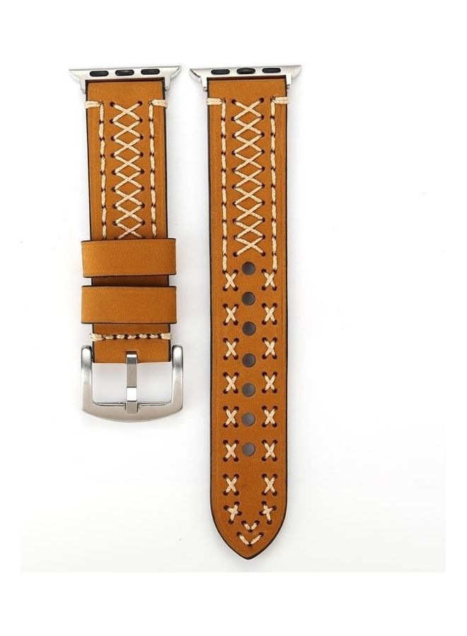 HuHa - Manual Line Pattern Replacement Watch Band For Apple Watch Series 3 & 2 & 1 42mm Khaki - Image 1