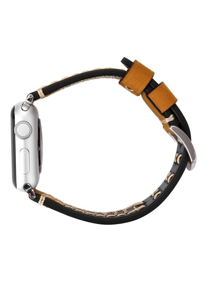 HuHa - Manual Line Pattern Replacement Watch Band For Apple Watch Series 3 & 2 & 1 42mm Khaki - Image 1