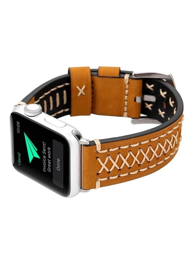 HuHa - Manual Line Pattern Replacement Watch Band For Apple Watch Series 3 & 2 & 1 42mm Khaki - Image 1