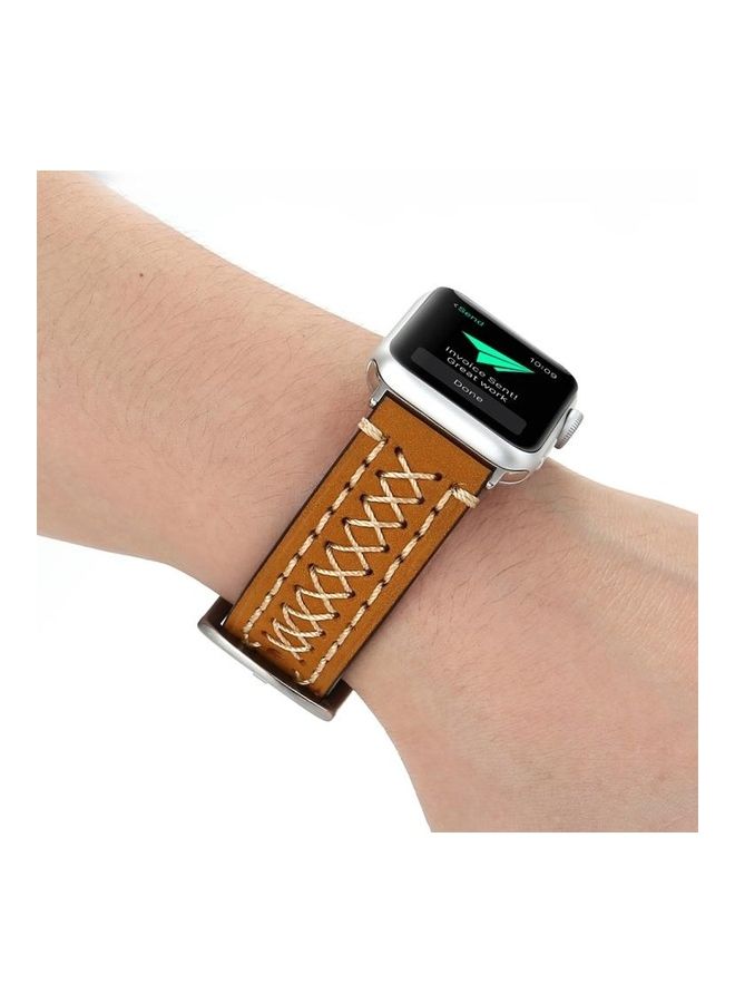 HuHa - Manual Line Pattern Replacement Watch Band For Apple Watch Series 3 & 2 & 1 42mm Khaki - Image 1
