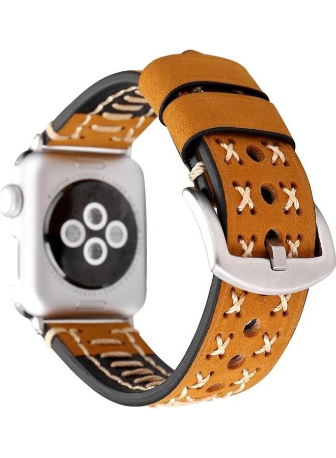 HuHa - Manual Line Pattern Replacement Watch Band For Apple Watch Series 3 & 2 & 1 42mm Khaki - Image 1