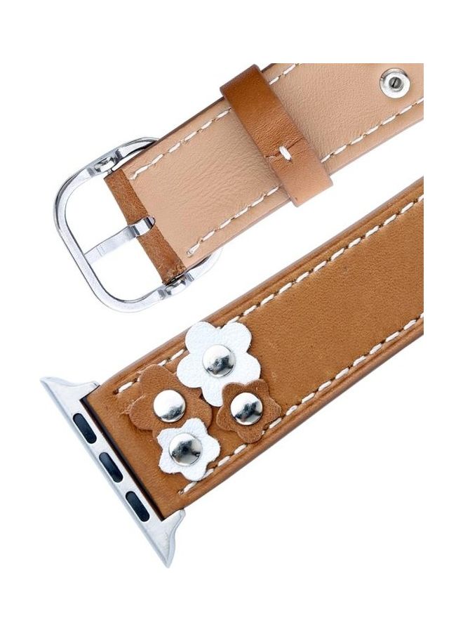 HuHa - Fashion Occident Style Flowers Replacement Watch Band For Apple Watch Series 3 & 2 & 1 42mm Khaki - Image 1