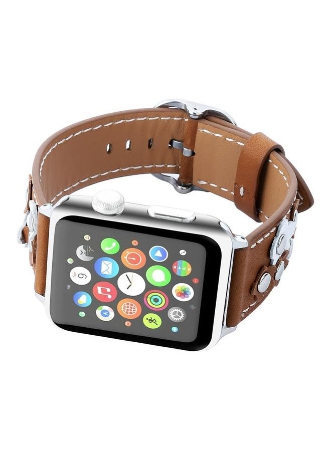 HuHa - Fashion Occident Style Flowers Replacement Watch Band For Apple Watch Series 3 & 2 & 1 42mm Khaki - Image 1