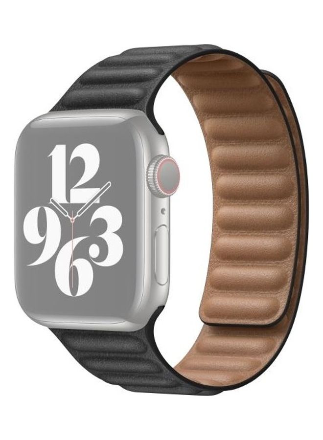 هوها سوار بديل من الجلد لساعة أبل سيريز 7/6/SE/5/4/3/2/1 45/44/42 مم أسود - Image 1