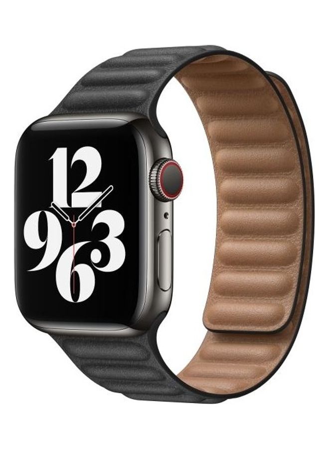 هوها سوار بديل من الجلد لساعة أبل سيريز 7/6/SE/5/4/3/2/1 45/44/42 مم أسود - Image 4