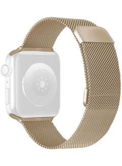 Double Section Milanese Replacement Strap Watchband For Apple Watch Series 7 45mm/6 & SE & 5 & 4 44mm/3 & 2 & 1 42mm Vintage Gold
