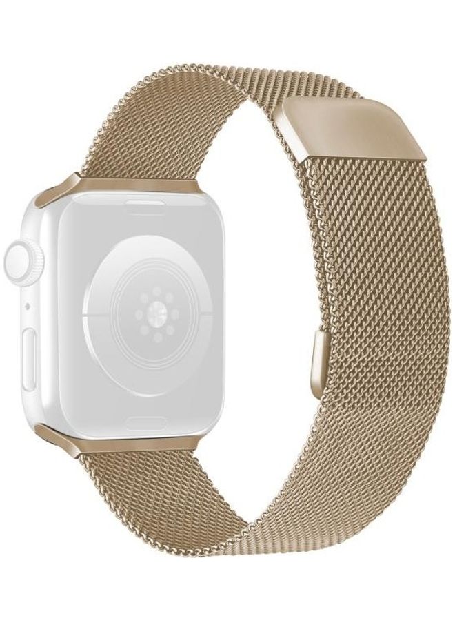 HuHa - Double Section Milanese Replacement Strap Watchband For Apple Watch Series 7 45mm/6 & SE & 5 & 4 44mm/3 & 2 & 1 42mm Vintage Gold - Image 1