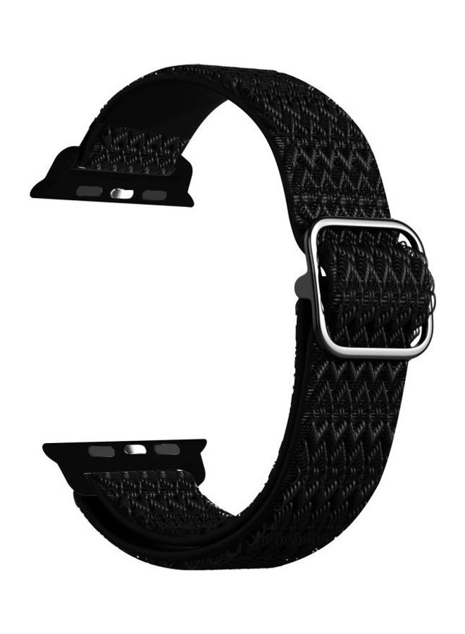 HuHa Adjustable Rhombic Texture Replacement Strap Band For Apple Watch Series 7/6/SE/5/4/3/2/1 42/44/45mm Black - Image 1