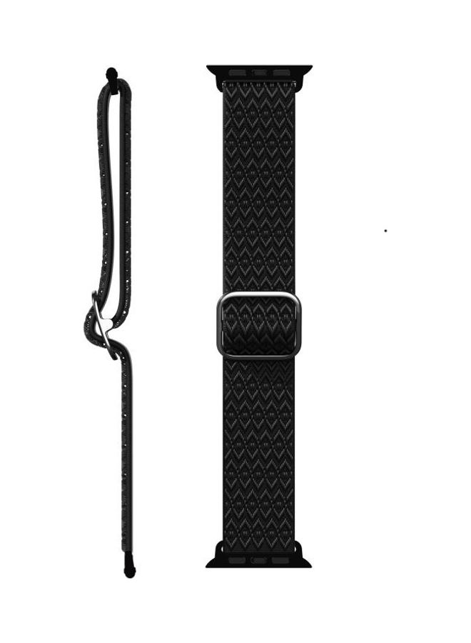 HuHa Adjustable Rhombic Texture Replacement Strap Band For Apple Watch Series 7/6/SE/5/4/3/2/1 42/44/45mm Black - Image 2