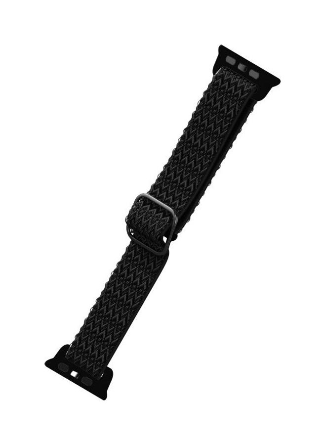 HuHa Adjustable Rhombic Texture Replacement Strap Band For Apple Watch Series 7/6/SE/5/4/3/2/1 42/44/45mm Black - Image 3