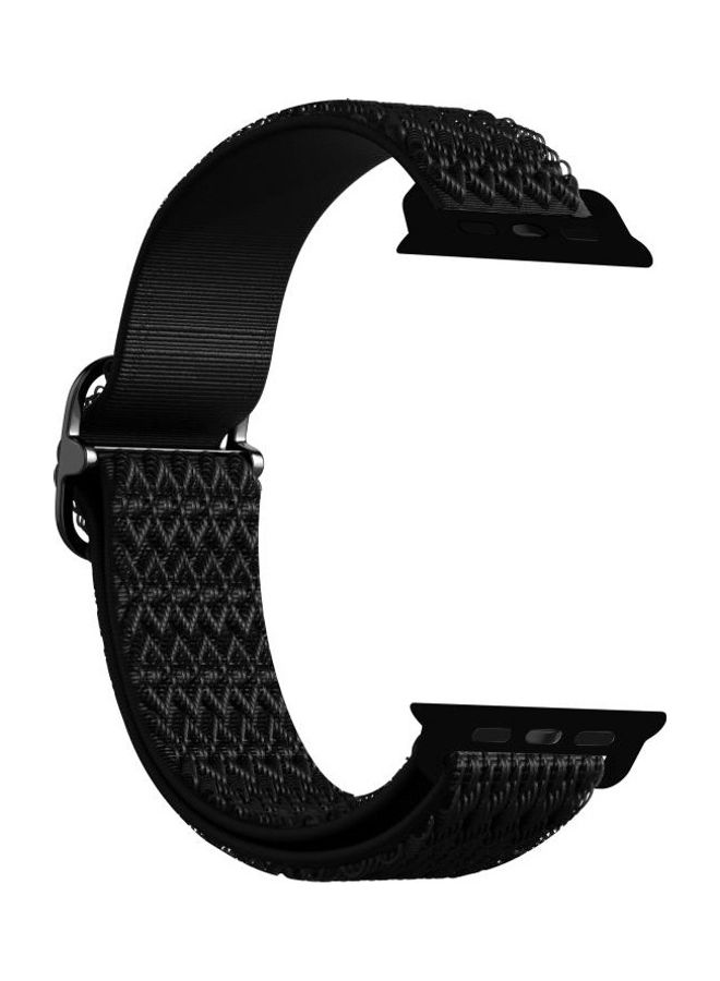 HuHa Adjustable Rhombic Texture Replacement Strap Band For Apple Watch Series 7/6/SE/5/4/3/2/1 42/44/45mm Black - Image 4