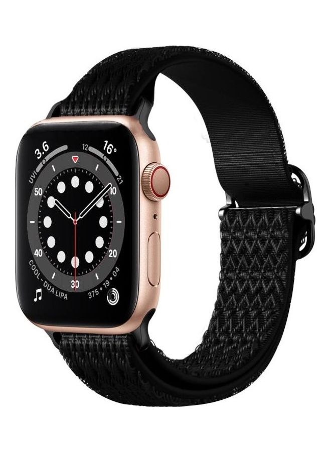 HuHa Adjustable Rhombic Texture Replacement Strap Band For Apple Watch Series 7/6/SE/5/4/3/2/1 42/44/45mm Black - Image 5