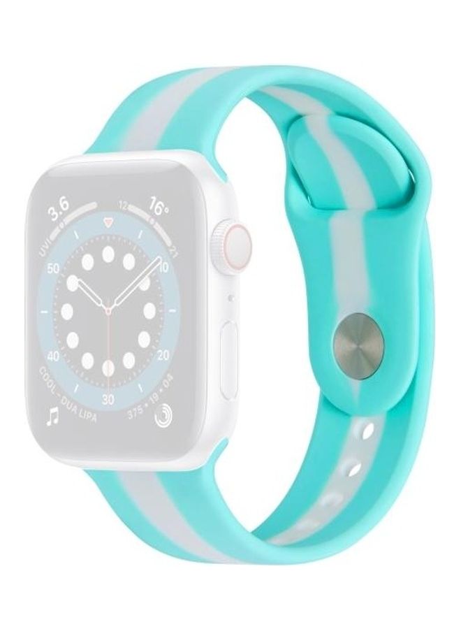 HuHa - Secondary Colour Silicone Replacement Watchbands For Apple Watch Series 7/6/5/4/3/2/1/SE 41/40/38 Emerald Green - Image 1