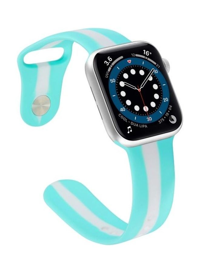 HuHa - Secondary Colour Silicone Replacement Watchbands For Apple Watch Series 7/6/5/4/3/2/1/SE 41/40/38 Emerald Green - Image 1