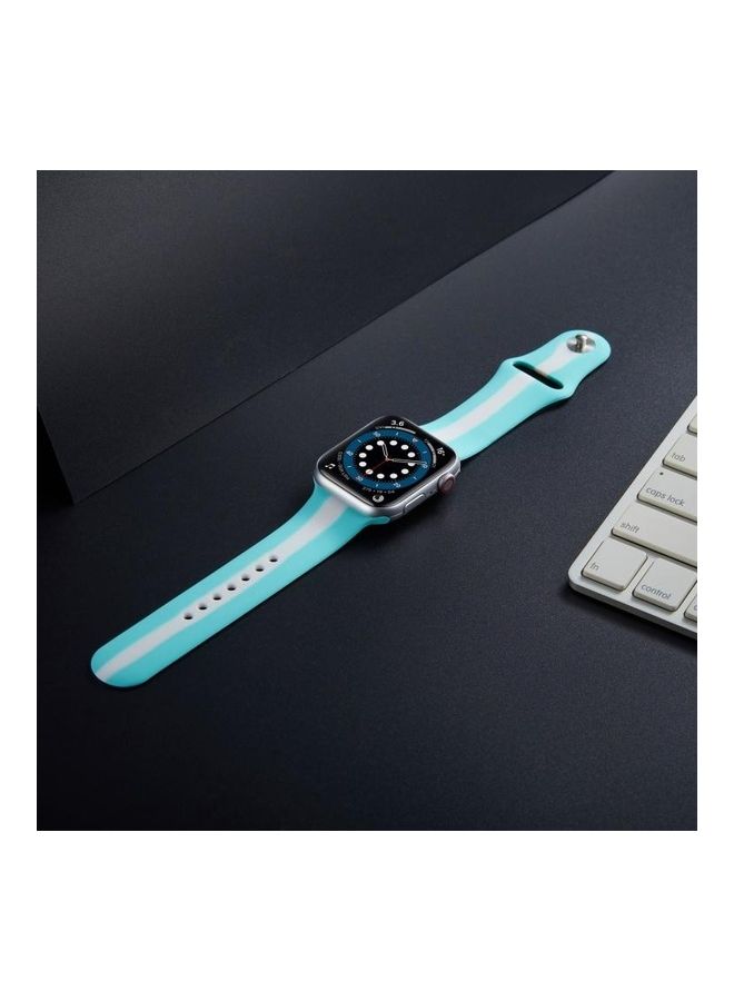 HuHa - Secondary Colour Silicone Replacement Watchbands For Apple Watch Series 7/6/5/4/3/2/1/SE 41/40/38 Emerald Green - Image 1
