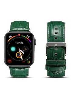Cowhide Crocodile Texture Strap Watchband For Apple Watch Series 7/6/SE/5/4/3/2/1 38/40/41mm Green