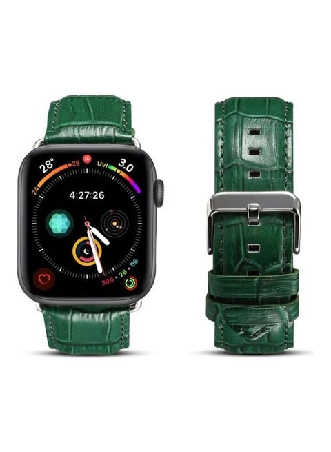 Cowhide Crocodile Texture Strap Watchband For Apple Watch Series 7/6/SE/5/4/3/2/1 38/40/41mm Green