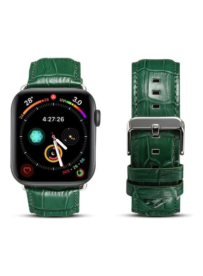 HuHa - Cowhide Crocodile Texture Strap Watchband For Apple Watch Series 7/6/SE/5/4/3/2/1 38/40/41mm Green - Image 1