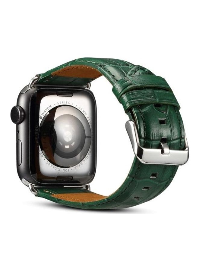 HuHa - Cowhide Crocodile Texture Strap Watchband For Apple Watch Series 7/6/SE/5/4/3/2/1 38/40/41mm Green - Image 1