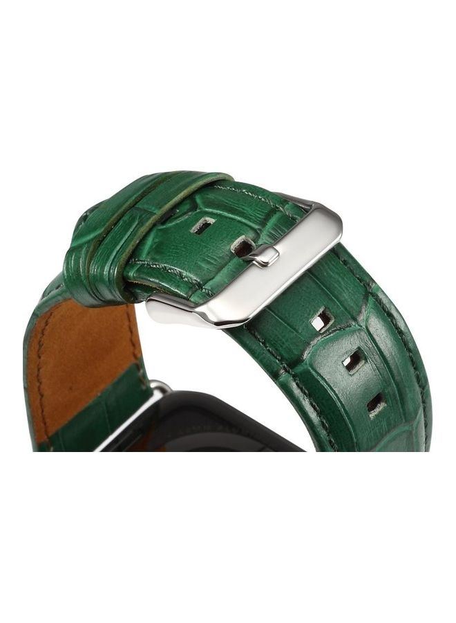 HuHa - Cowhide Crocodile Texture Strap Watchband For Apple Watch Series 7/6/SE/5/4/3/2/1 38/40/41mm Green - Image 1