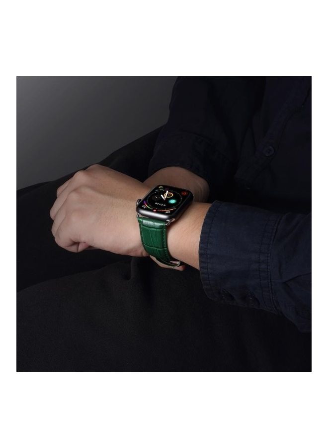 HuHa - Cowhide Crocodile Texture Strap Watchband For Apple Watch Series 7/6/SE/5/4/3/2/1 38/40/41mm Green - Image 1