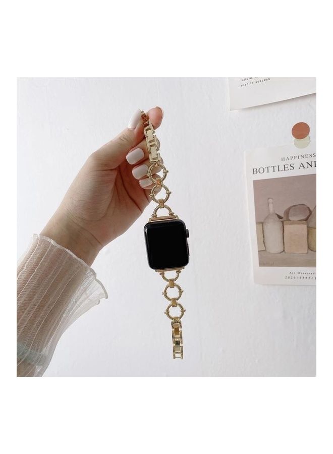 HuHa O-Shaped Chain Metal Replacement Strap Watchband For Apple Watch Series 7/6/5/4/3/2/1/SE 41/40/38mm Black - Image 3