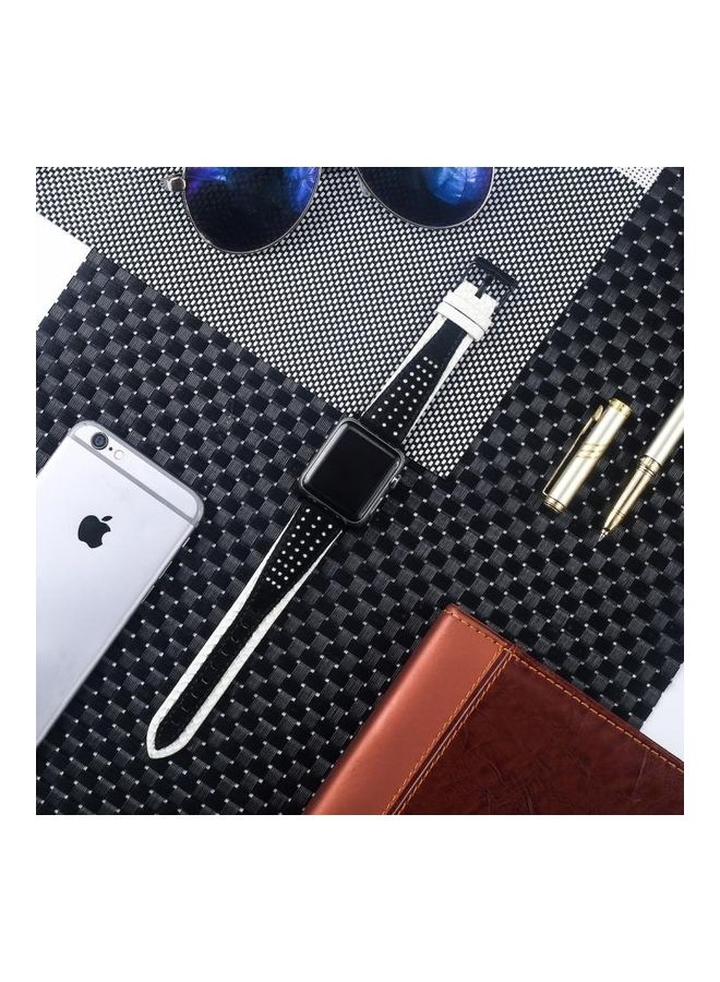 HuHa Round Hole Top Grain Leather Wrist Watch Band for Apple Watch Series 7 41mm/6 & SE & 5 & 4 40mm/3 & 2 & 1 38mm Multicolour - Image 2