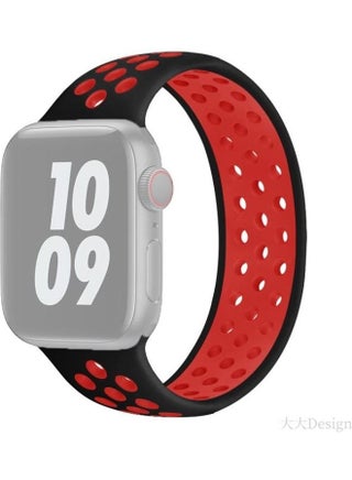 Elastic Silicone Watchband for Apple Watch Series 7/6/SE/5/4/3/2/1 38/40/41mm, Length: 135mm Black/Red - v1634552162/N51416493A_1