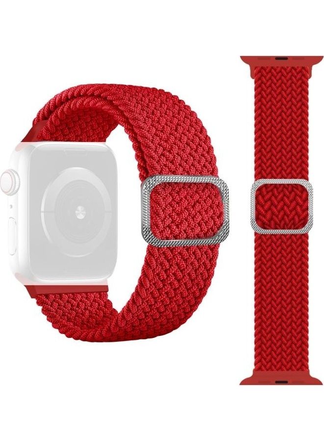 HuHa Buckle Braided Elastic Watchband For Apple Watch Series 7 41mm / 6 & Se & 5 & 4 40mm / 3 & 2 & 1 38mm Red - Image 1