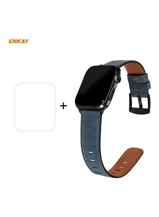 HuHa Ethnic Replacement Watchband with Screen Protector For Apple Watch Series 6/5/4/SE 44mm Blue - Image 1