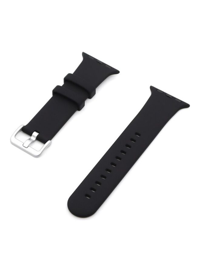 بي إس إن إل - Replacement Silicone Strap 42mm/44mm/45mm/49mm Band For Apple Watch Series 1/2/3/4/5/6/7/8/SE Black - Image 1