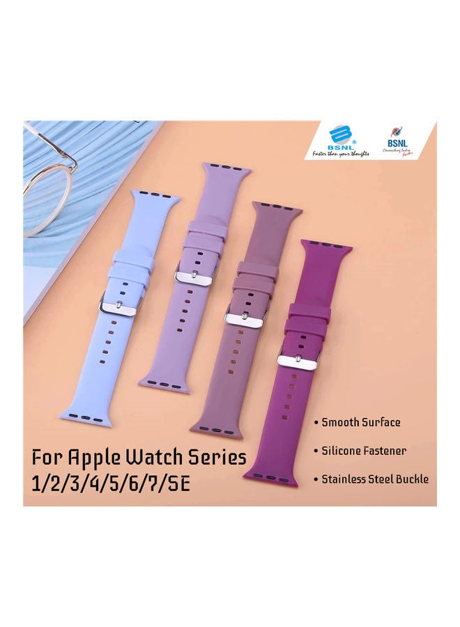 بي إس إن إل - Replacement Silicone Strap 42mm/44mm/45mm/49mm Band For Apple Watch Series 1/2/3/4/5/6/7/8/SE Black - Image 1