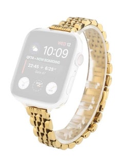HuHa Small Waist Seven Beads Watchband For Apple Watch Series 7 45mm/6 & SE & 5 & 4 44mm/3 & 2 & 1 42mm Gold  - Image 1