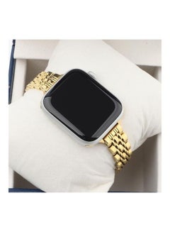 HuHa Small Waist Seven Beads Watchband For Apple Watch Series 7 45mm/6 & SE & 5 & 4 44mm/3 & 2 & 1 42mm Gold  - Image 3