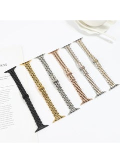 HuHa Small Waist Seven Beads Watchband For Apple Watch Series 7 45mm/6 & SE & 5 & 4 44mm/3 & 2 & 1 42mm Gold  - Image 4