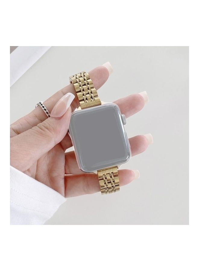 HuHa Seven-beads Replacement Watchband For Apple Watch Series 7 41mm/6 & SE & 5 & 4 40mm/3 & 2 & 1 38mm Gold  - Image 1