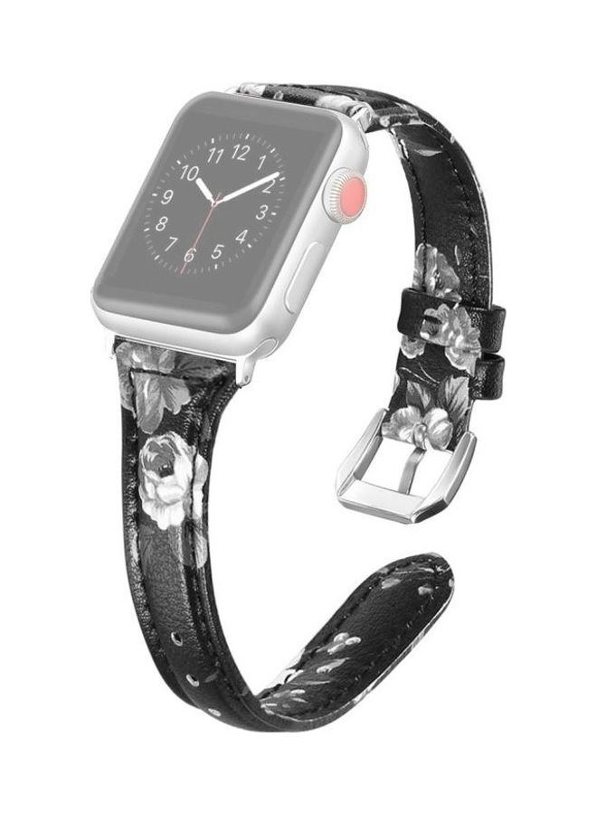 HuHa T-shaped Genuine Leather Watchband For Apple Watch Series 7/6/SE/5/4/3/2/1 38/40/41mm Black/Grey  - Image 1