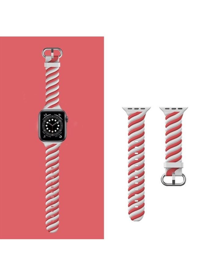 HuHa - Watchband For Apple Watch Series 7 6 & SE & 5 & 4  3 & 2 & 1 Red/White - Image 1