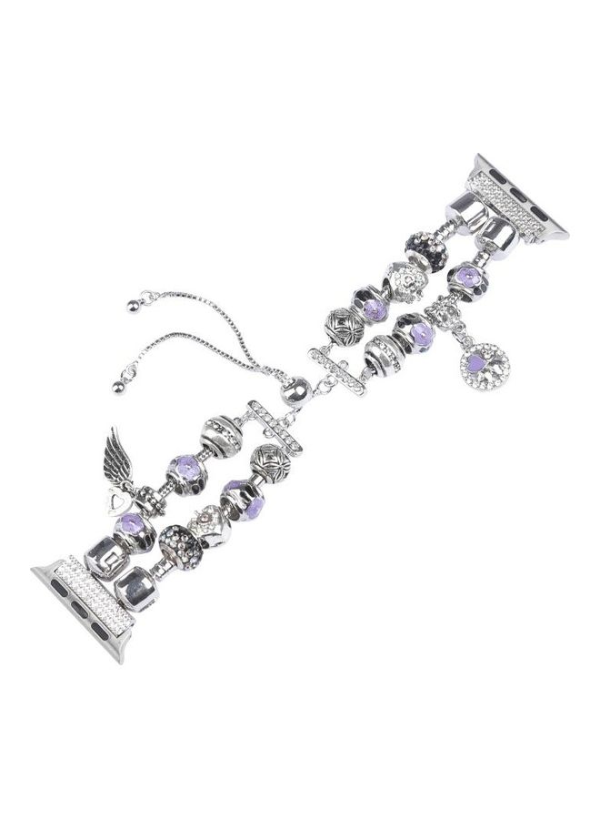 HuHa DIY Metal Bead Bracelet Watchband For Apple Watch 5 & 4 44mm/3 & 2 & 1 42mm Purple - Image 3