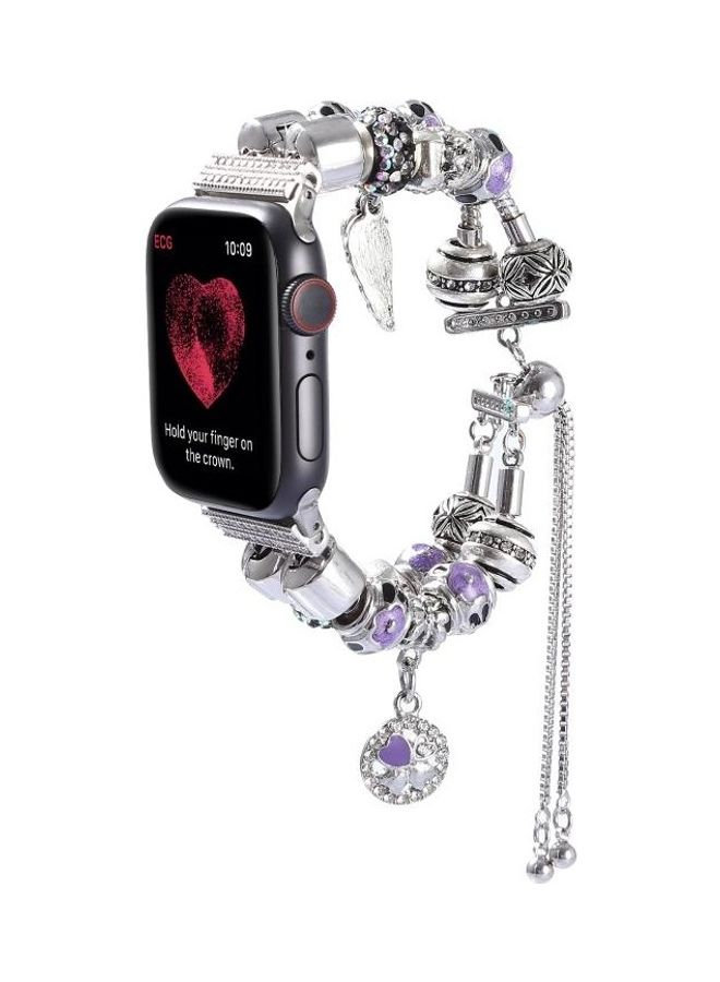 HuHa DIY Metal Bead Bracelet Watchband For Apple Watch 5 & 4 44mm/3 & 2 & 1 42mm Purple - Image 4