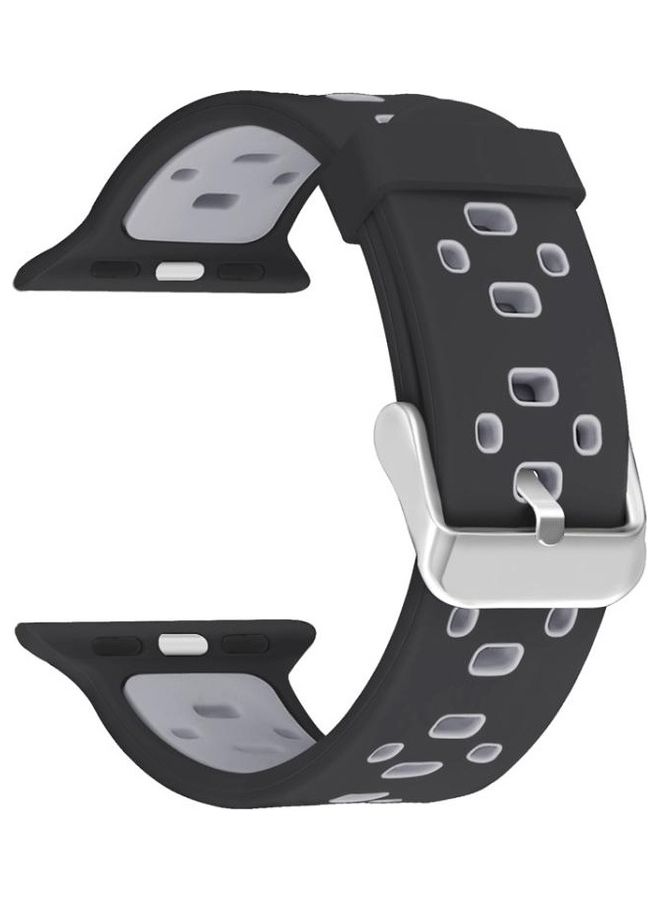HuHa - Ethnic Replacement Watchband for Apple Watch Series 1/2/3/4/5/6/7/SE 42/44/45mm Black/Grey - Image 1