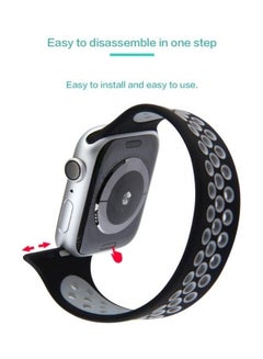 HuHa Elastic Silicone Watchband For Apple Watch Series 7/6/SE/5/4/3/2/1 38/40/41mm Black/Grey  - Image 4
