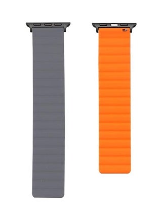 Replacement Strap Watchband For Apple Watch Series 7 45mm/6 & SE & 5 & 4 44mm/3 & 2 & 1 42mm Grey/Orange - v1634552625/N51419136A_1