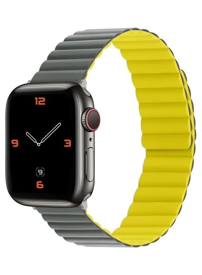 HuHa - Replacement Strap Watchband For Apple Watch Series 7 45mm/6 & SE & 5 & 4 44mm/3 & 2 & 1 42mm Grey/Orange - Image 1