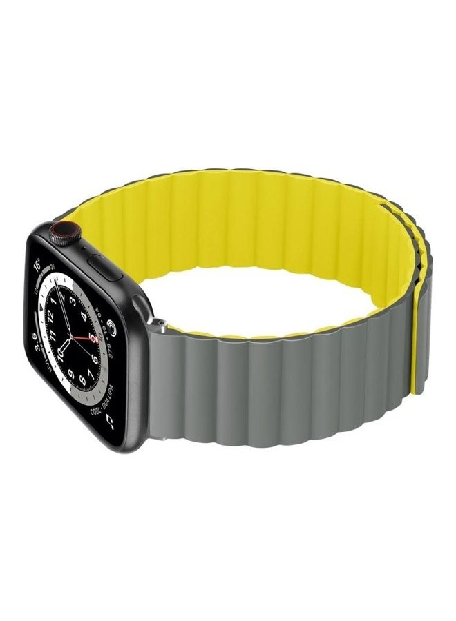 HuHa - Replacement Strap Watchband For Apple Watch Series 7 45mm/6 & SE & 5 & 4 44mm/3 & 2 & 1 42mm Grey/Orange - Image 1