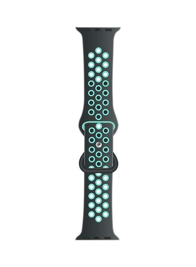 HuHa Replacement Watchband For Apple Watch Series 7 45mm/6 & SE & 5 & 4 44mm/3 & 2 & 1 42mm Grey/Teal - Image 1